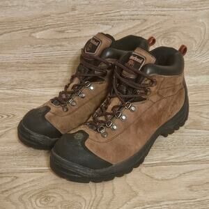 Timberland Men's Brown Leather Waterproof Hiking Trail Boots Size 11W Wide